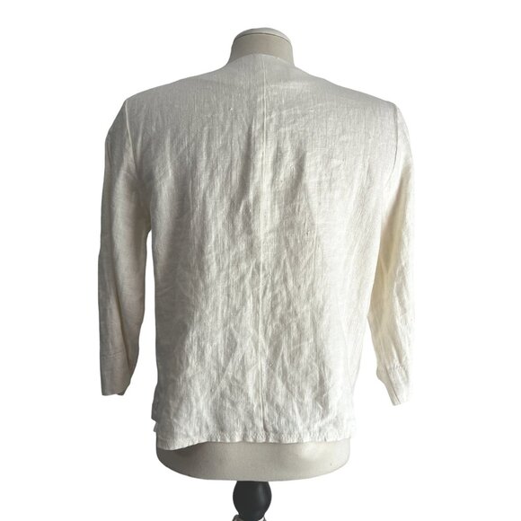 Harve Benard Vintage Linen Button Front Cardigan Sz 10 Womens White 3/4 Sleeve - Picture 13 of 15